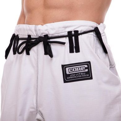 Кімоно для бразильського джиу-джитсу BJJ біле куртка штани та пояс CORE CO-3137-A розмір 1 (зріст 150)