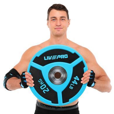 Бамперные диски полиуретановые Bumper Plates LiveUp LP8027-20 &oslash;50.5мм 20кг синий-черный