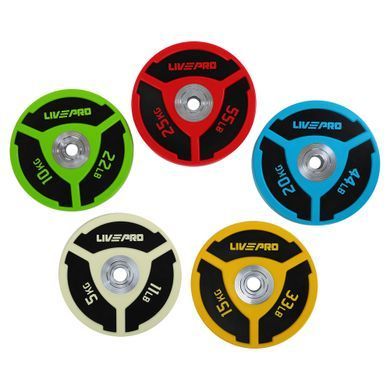 Бамперные диски полиуретановые Bumper Plates LiveUp LP8027-20 &oslash;50.5мм 20кг синий-черный