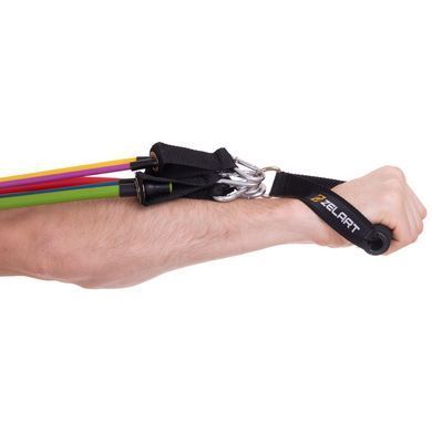 Эспандер многофункциональный для фитнеса 5 жгутов Zelart Resistance Band FI-2625 в чехле цвета в ассортименте