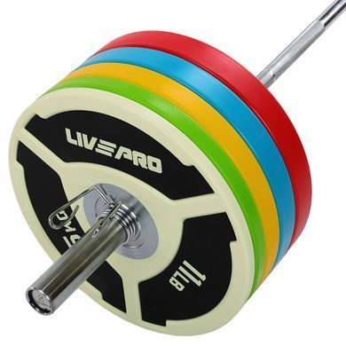 Бамперные диски полиуретановые Bumper Plates LiveUp LP8027-20 &oslash;50.5мм 20кг синий-черный