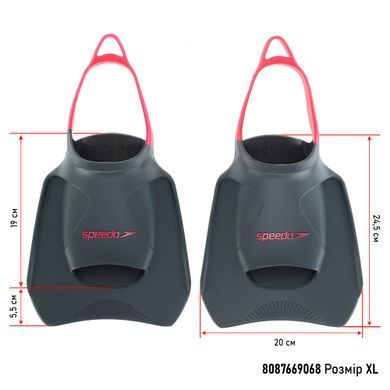 Ласты для тренировок в бассейне короткие с открытой пяткой SPEEDO BIOFUSE FITNESS 8087669068 размер 34-48 черный-розовый