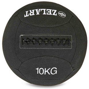М'яч набивний медичний для кросфіту в кевларовій оболонці WALL BALL Zelart FI-7224-10 10кг чорний