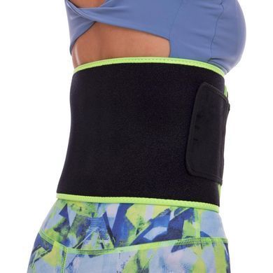Пояс для похудения SWEATY BELT MDbuddy FI-2636 размер 110смх20смх3мм черный-салатовый