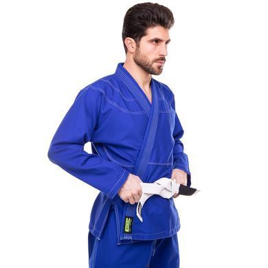 Кімоно для бразильського джиу-джитсу BJJ синє куртка штани та пояс CORE CO-3139-A розмір 1 (зріст 150)
