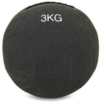 М'яч набивний медичний для кросфіту в кевларовій оболонці WALL BALL Zelart FI-7224-3 3кг чорний