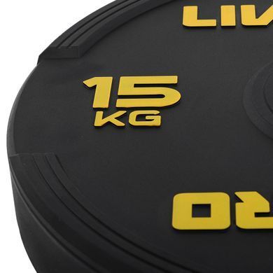 Бамперні диски гумові Bumper Plates LiveUp LP8331-15 &oslash;50.5мм 15кг чорний