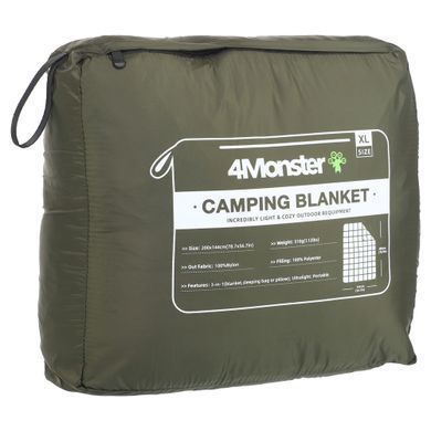 Ковдра мультифункціональна 3в1 CAMPING MULTIFUNCTIONAL PUFFY BLANKET 4Monster C-PBF-144 колір оливковий