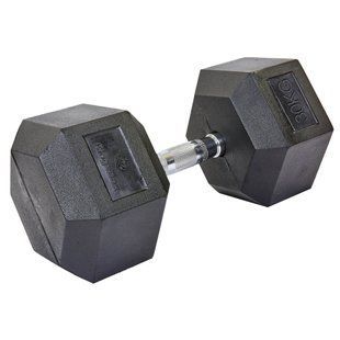 Гантель цільна шестигранна гексагональна обгумована Zelart SC-8013-30 1шт 30кг чорний