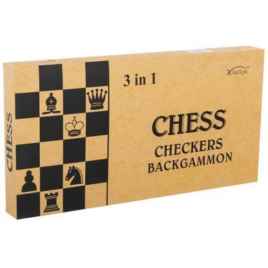 Шахматы шашки нарды 3 в 1 набор настольных игр деревянные Xinliye W7725B размер 44см x 44см х 2см
