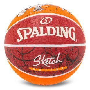 Мяч баскетбольный резиновый SPALDING SKETCH CRACK 84451Y цвет красный