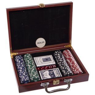 Набор для покера в деревянном кейсе Poker game set Zelart IG-6642 200 фишек