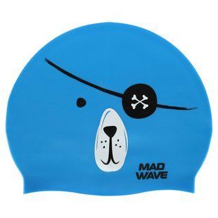 Шапочка для плавания силиконовая юниорская MadWave Junior PIRATE M057312 цвет голубой
