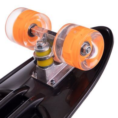 Пенни борд Penny Board круизер пластиковый со светящимися колесами и ручкой для переноски 24" Zelart SK-885-13 черный