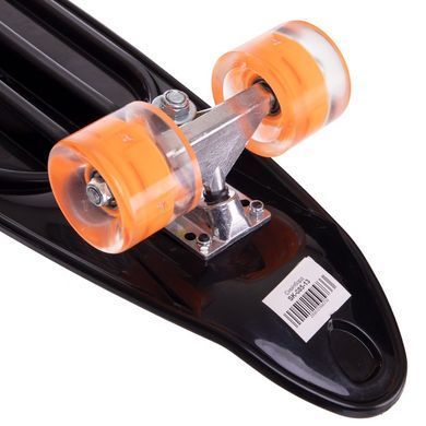 Пенни борд Penny Board круизер пластиковый со светящимися колесами и ручкой для переноски 24" Zelart SK-885-13 черный