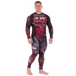 Костюм компресійний чоловічий рашгард лонгслів та штани VNM OKINAWA 9504-9604 розмір 2XL колір чорний-червоний