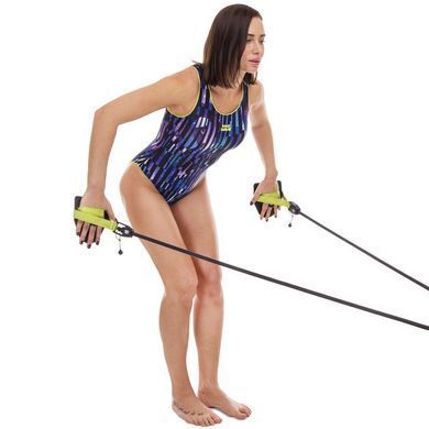 Тренажер для плавання з лопатками для тренування гребка MadWave DRY TRAINING M077103300W опір 3,6-10,8кг чорний-зелений