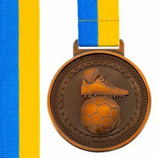 Медаль спортивна зі стрічкою тематична Zelart Футбол C-6842 колір бронзовий